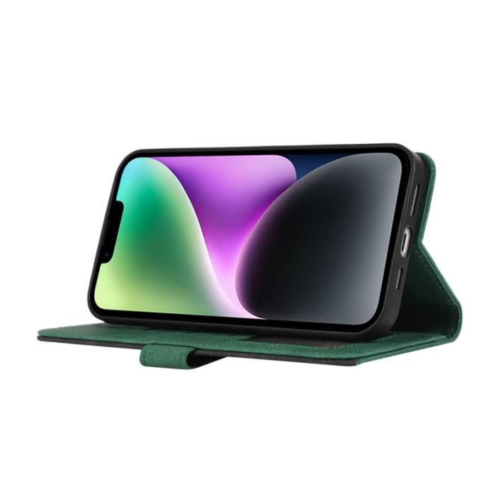 ABEEL - ABEEL iPhone 14 Plus Wallet Case PU Läder RFID Skydd Grön