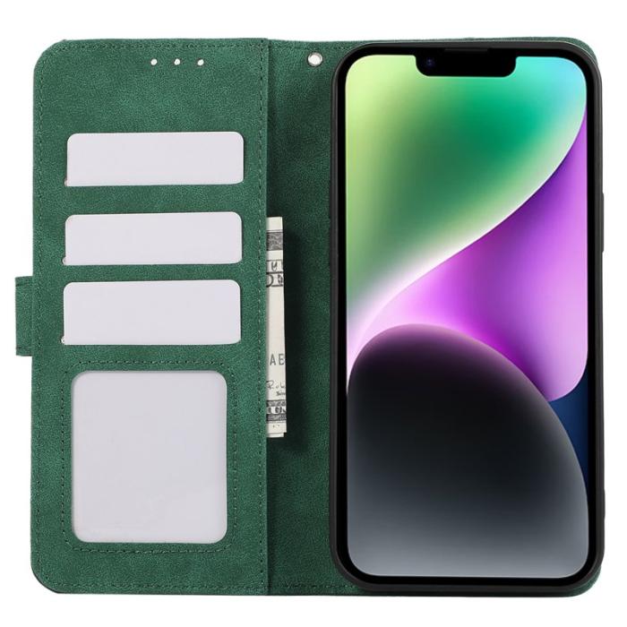 ABEEL - ABEEL iPhone 14 Plus Wallet Case PU Läder RFID Skydd Grön