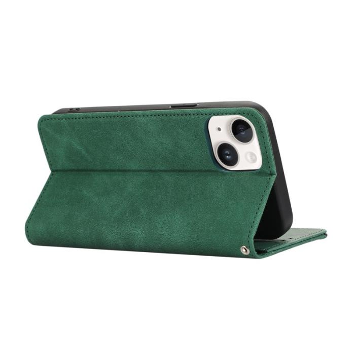 ABEEL - ABEEL iPhone 14 Plus Wallet Case PU Läder RFID Skydd Grön