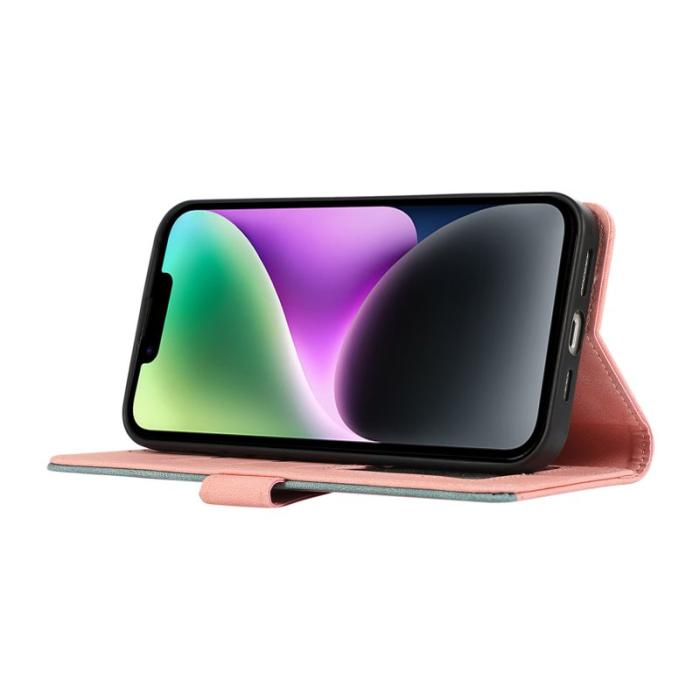 ABEEL - ABEEL iPhone 14 Plus Wallet Case PU Läder RFID Skydd - Rosa