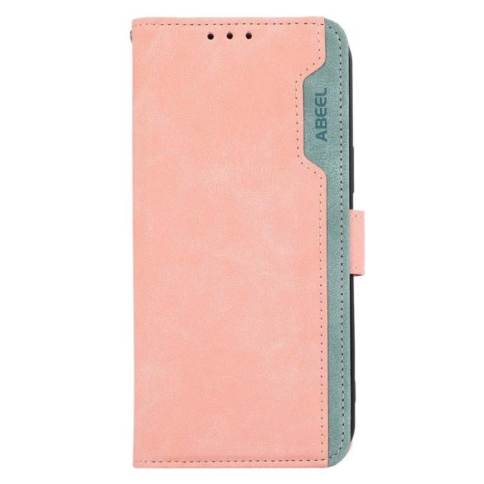 ABEEL - ABEEL iPhone 14 Plus Wallet Case PU Läder RFID Skydd - Rosa