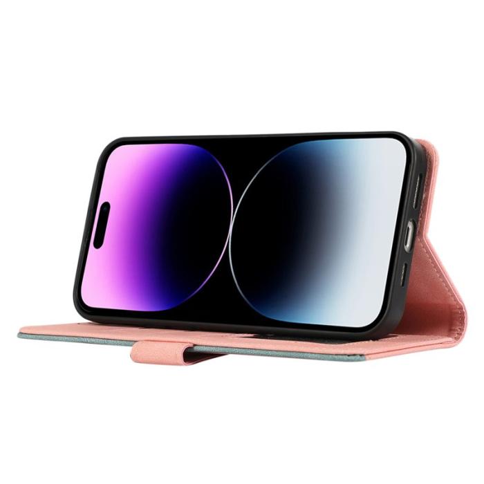 ABEEL - ABEEL iPhone 14 Pro Fodral Läder RFID Blockering Flip - Rosa