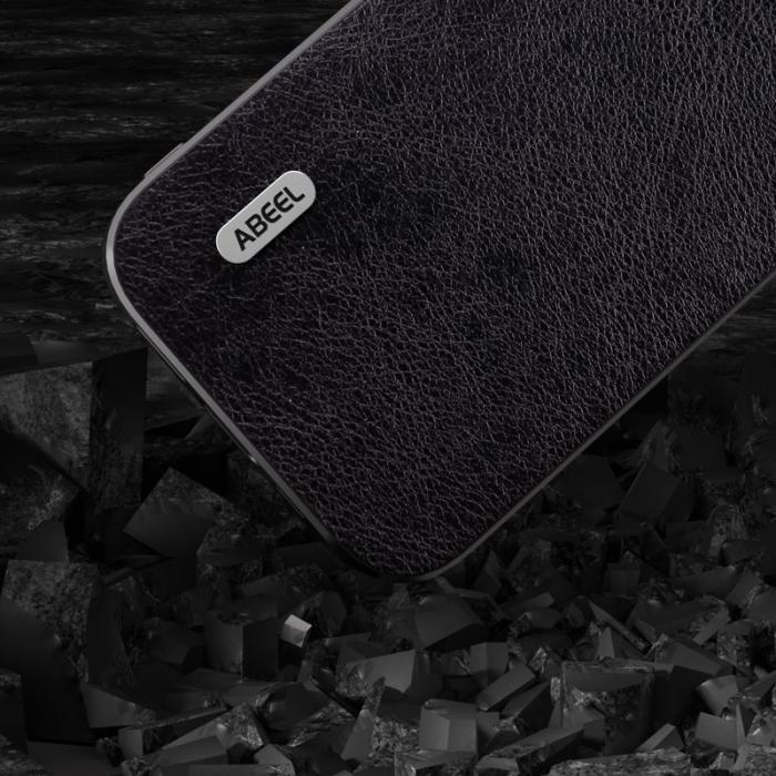 ABEEL - ABEEL iPhone 14 Pro Fodral Litchi Textur Svart PU Läder