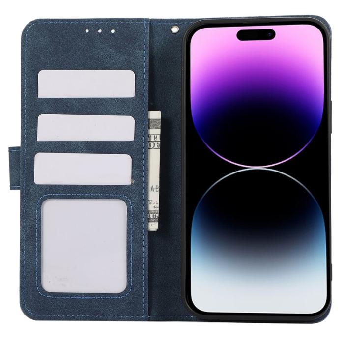 ABEEL - ABEEL iPhone 14 Pro Läderfodral RFID Blocker Flip Blå