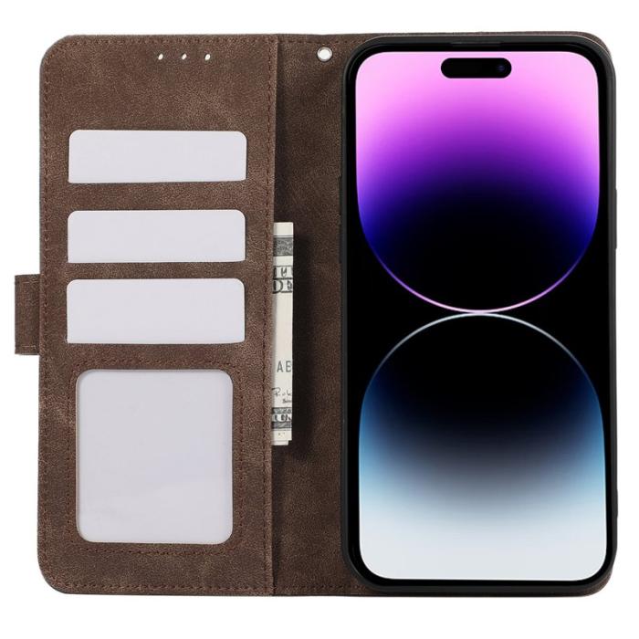 ABEEL - ABEEL iPhone 14 Pro Läderfodral RFID Blocker Flip - Brun