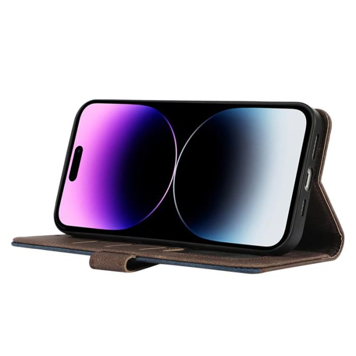 ABEEL - ABEEL iPhone 14 Pro Läderfodral RFID Blocker Flip - Brun