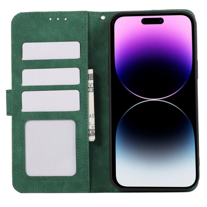 ABEEL - ABEEL iPhone 14 Pro Läderfodral RFID Blockering Flip Grön