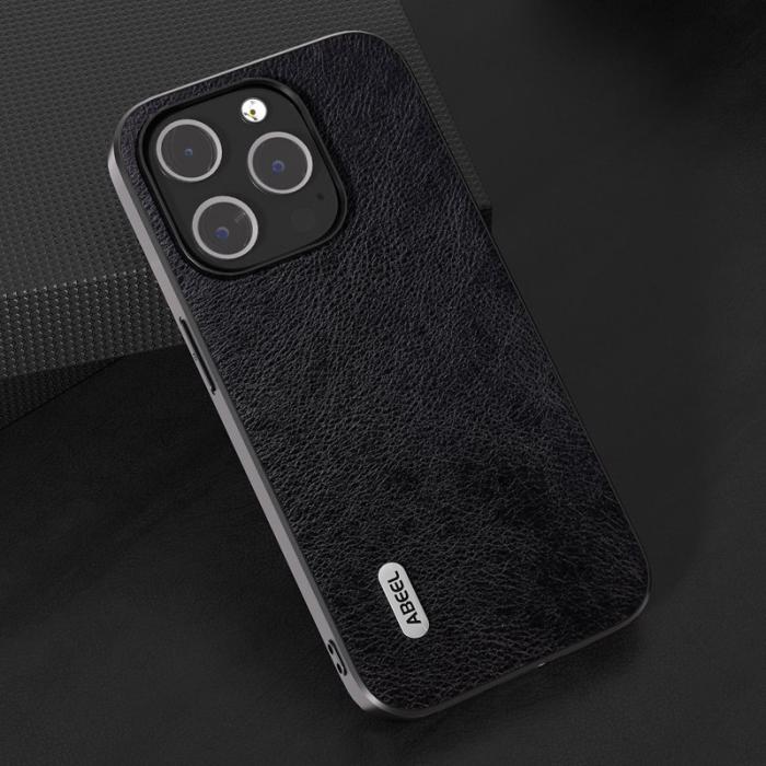 ABEEL - ABEEL iPhone 14 Pro Max Skal Drop-Skydd Litchi Textur Svart