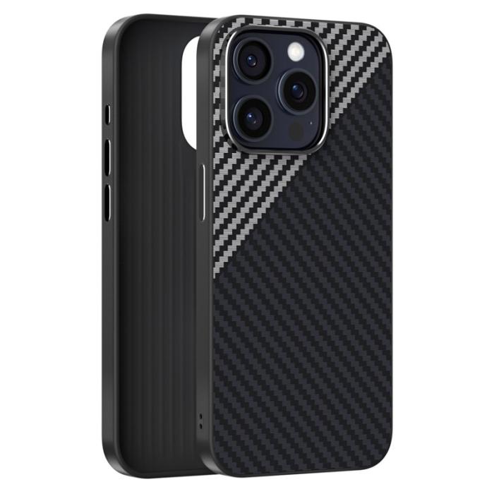 ABEEL - ABEEL iPhone 14 Pro Max Skal MagSafe Kolfiber Svart/Silver