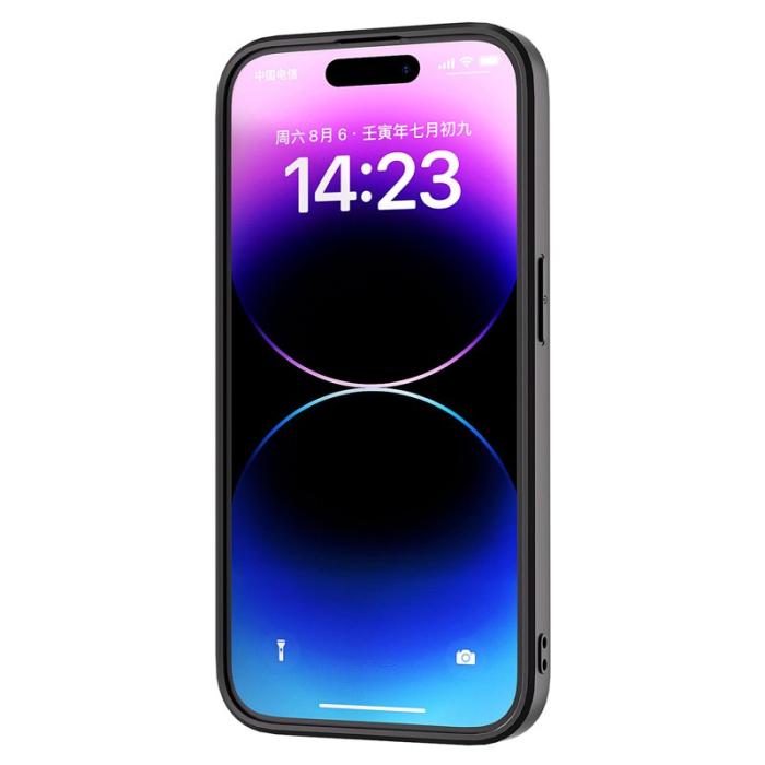 ABEEL - ABEEL iPhone 14 Pro Max Skal PU Läder Glitter Skydd Pink