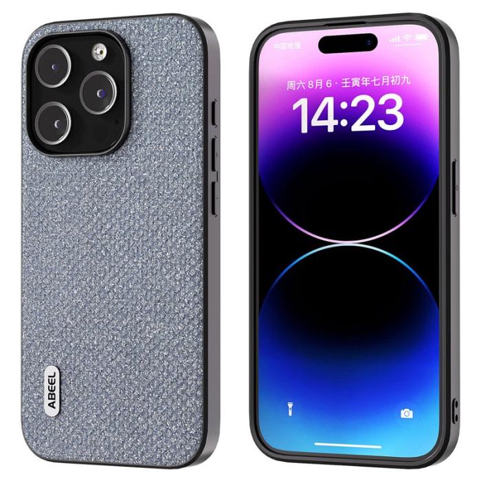 ABEEL - ABEEL iPhone 14 Pro Max Skal Shockproof PU Läder Grå