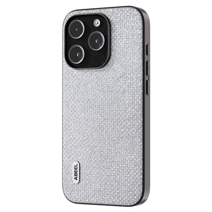 ABEEL - ABEEL iPhone 14 Pro Max Skal Shockproof PU Läder Silver