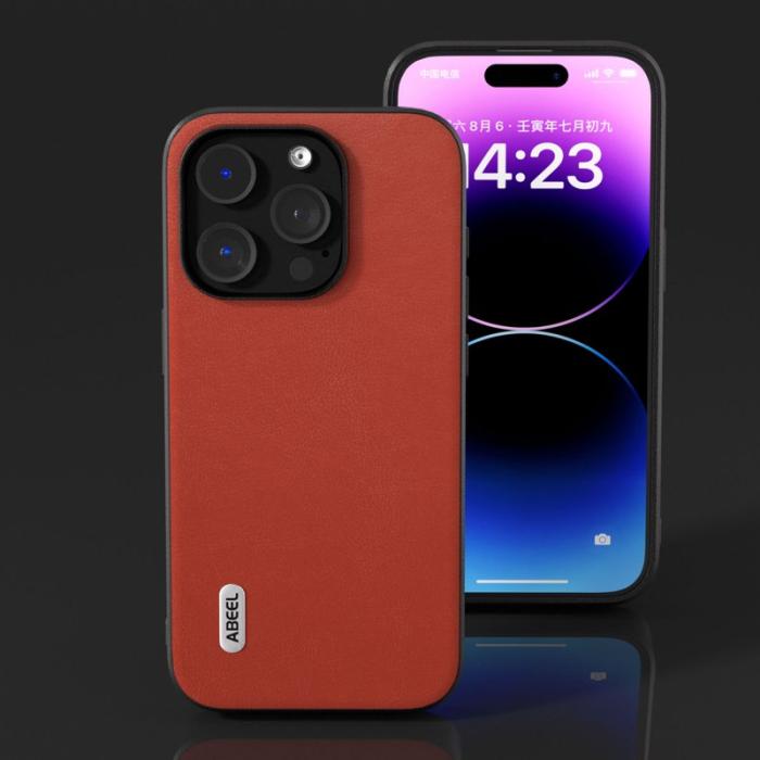 ABEEL - ABEEL iPhone 14 Pro Max Skal Stöttålig Texturerad Röd