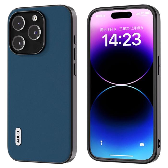 ABEEL - ABEEL iPhone 14 Pro Skal i Cowhide Läder - Blå