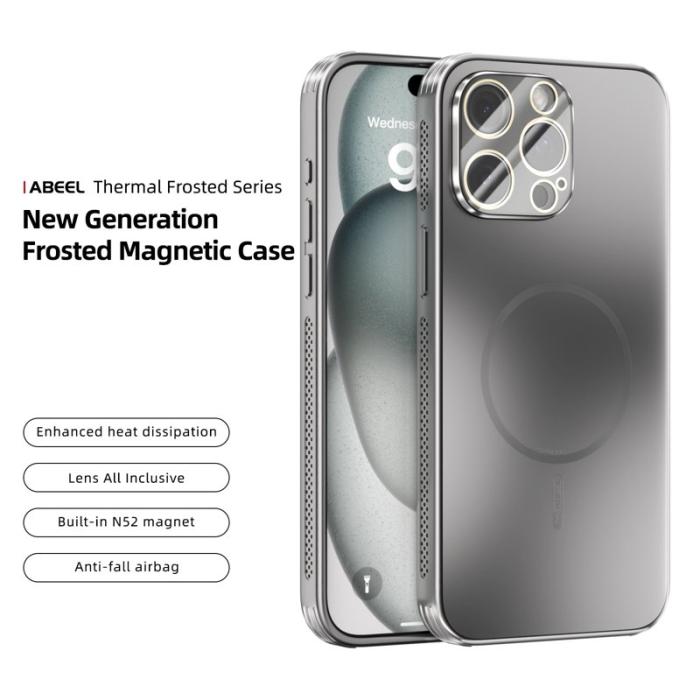 ABEEL - ABEEL iPhone 14 Pro Skal Magnetiskt TPU PC Kylande Matt Grå