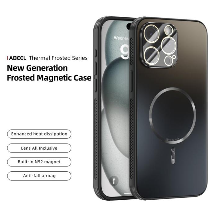 ABEEL - ABEEL iPhone 14 Pro Skal Magnetiskt TPU PC Kylmatte Svart