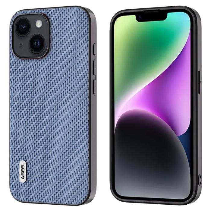 ABEEL - ABEEL iPhone 14 Skal Carbon Fiber Baby Blue Anti-Scratch