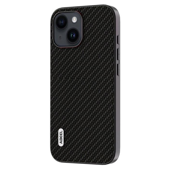 ABEEL - ABEEL iPhone 14 Skal Carbon Fiber Textur Anti-Scratch Svart