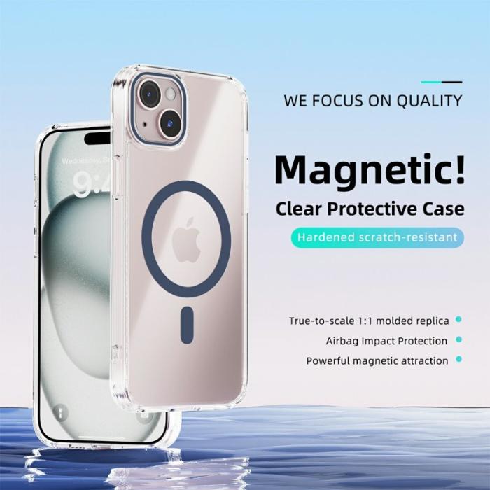 ABEEL - ABEEL iPhone 14 Skal MagSafe Anti Scratch Klar TPU Blå