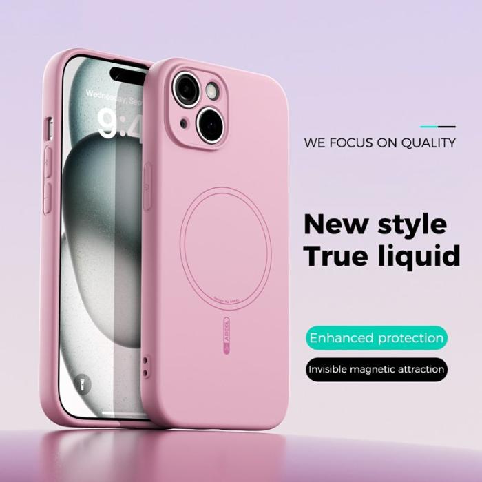 ABEEL - ABEEL iPhone 14 Skal MagSafe Kompatibel Liquid Silicone - Rosa