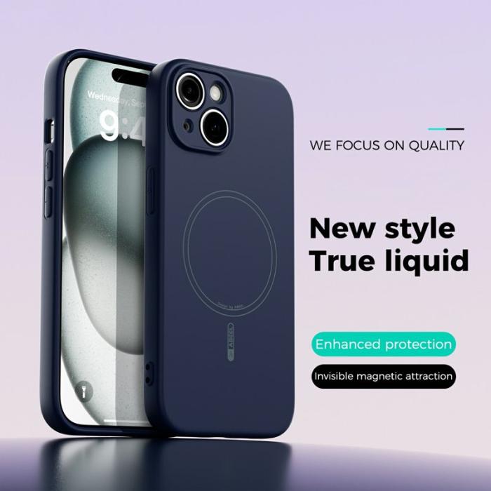 ABEEL - ABEEL iPhone 14 Skal MagSafe Kompatibel Mörkblå Silikon