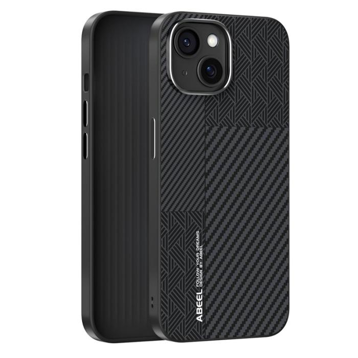 ABEEL - ABEEL iPhone 14 Skal PC TPU Aluminium PU Läder MagSafe - Textur 1