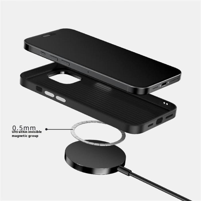 ABEEL - ABEEL iPhone 14 Skal PC TPU Aluminium PU Läder MagSafe - Textur 1