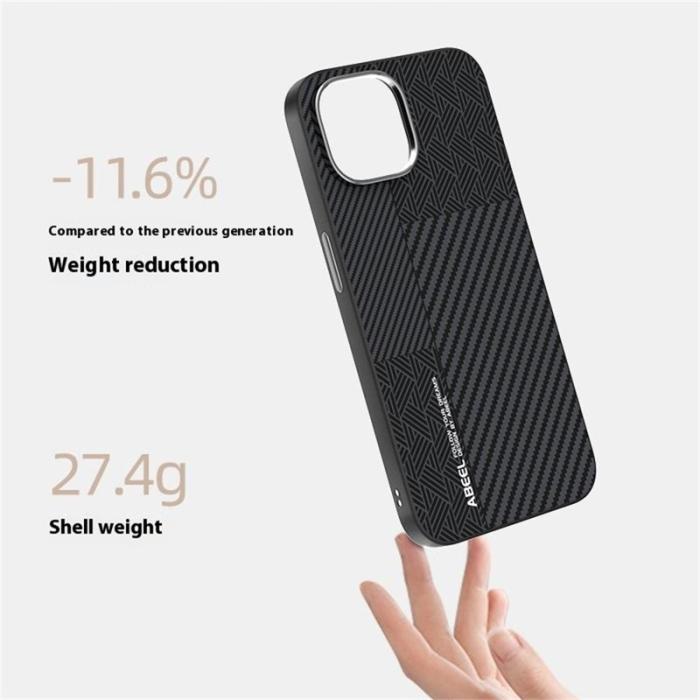 ABEEL - ABEEL iPhone 14 Skal PC TPU Aluminium PU Läder MagSafe - Textur 1