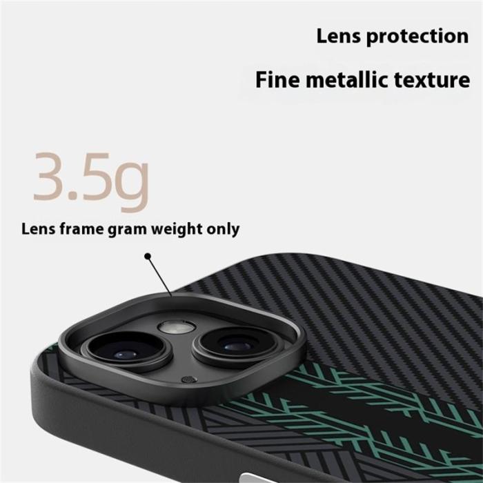 ABEEL - ABEEL iPhone 14 Skal PC TPU Aluminium PU Läder MagSafe - Textur 2