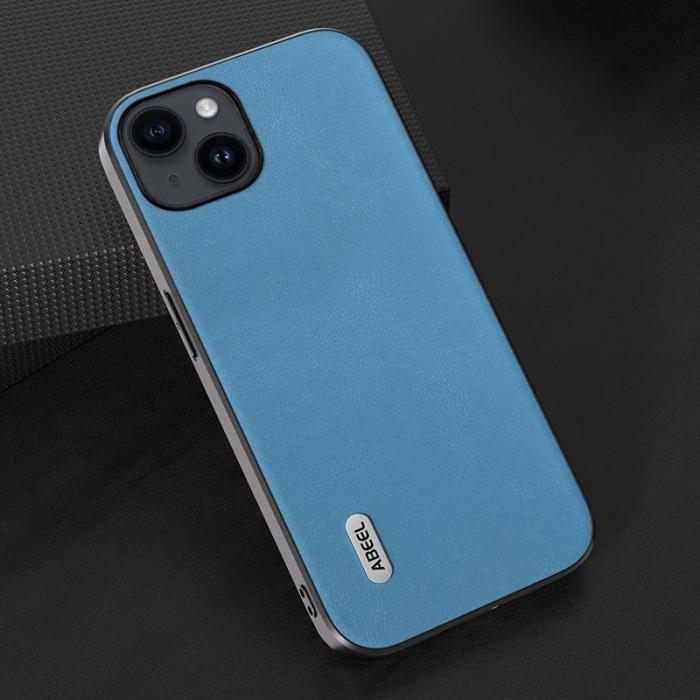 ABEEL - ABEEL iPhone 14 Textured PU Leather+TPU Skal Sky Blue
