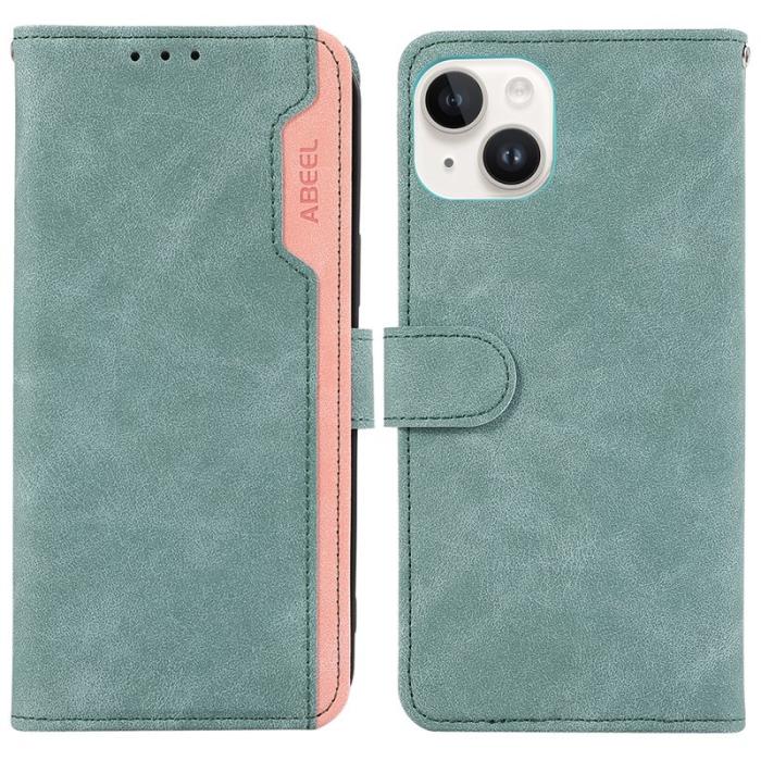 ABEEL - ABEEL iPhone 14 Wallet Fodral RFID Blocking Läder Flip Cover - Baby Blue