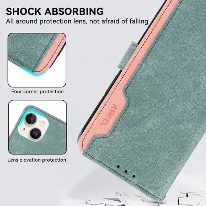 ABEEL - ABEEL iPhone 14 Wallet Fodral RFID Blocking Läder Flip Cover - Baby Blue