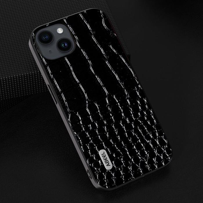 ABEEL - ABEEL iPhone 15 Fodral Anti-fall Krokodil Textur Svart