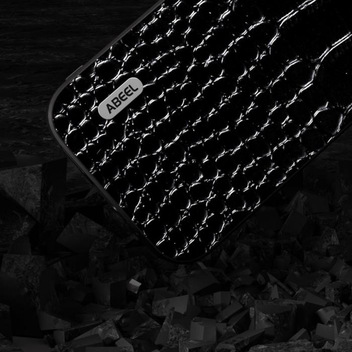 ABEEL - ABEEL iPhone 15 Fodral Anti-fall Krokodil Textur Svart