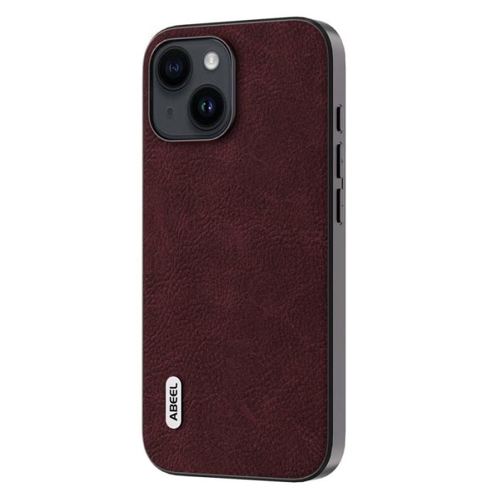 ABEEL - ABEEL iPhone 15 Fodral Litchi Textur PU Läder Drömmande Lila