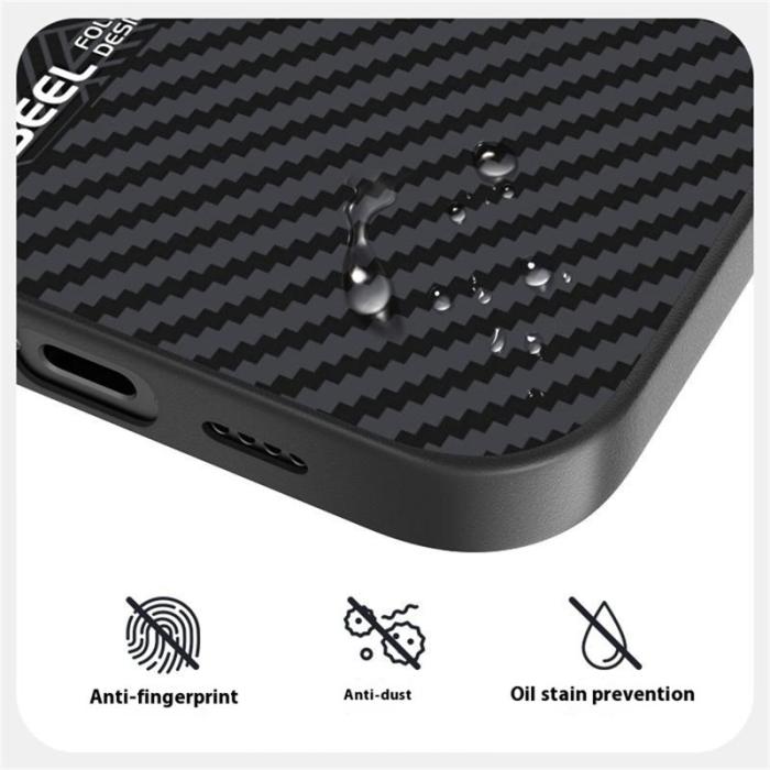 ABEEL - ABEEL iPhone 15 Fodral PC + TPU + Aluminium + PU Läder - Textur 1