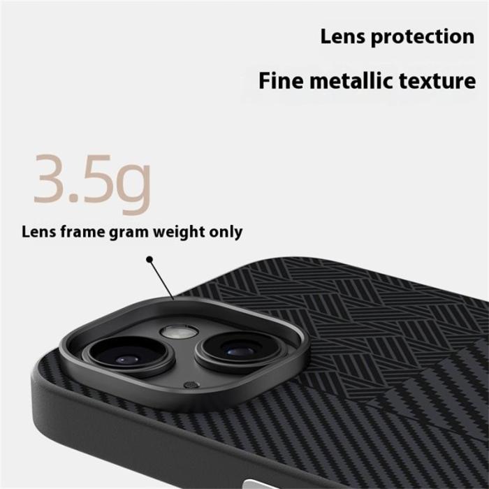 ABEEL - ABEEL iPhone 15 Fodral PC + TPU + Aluminium + PU Läder - Textur 1