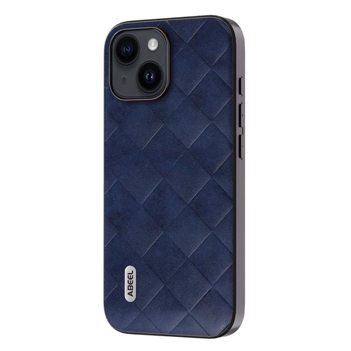 ABEEL - ABEEL iPhone 15 Fodral PU Läder PC+TPU Stötabsorberande Blå