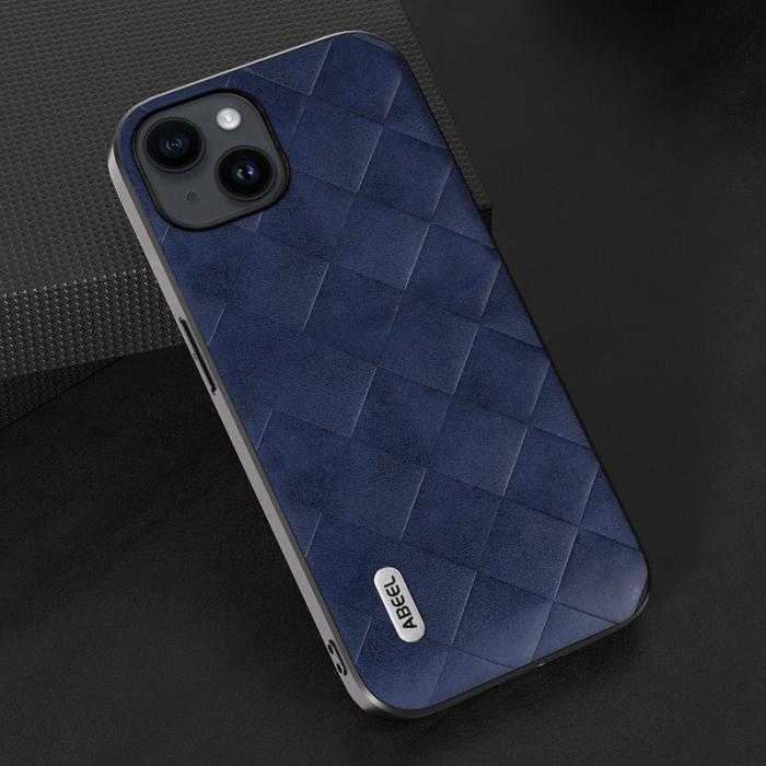 ABEEL - ABEEL iPhone 15 Fodral PU Läder PC+TPU Stötabsorberande Blå