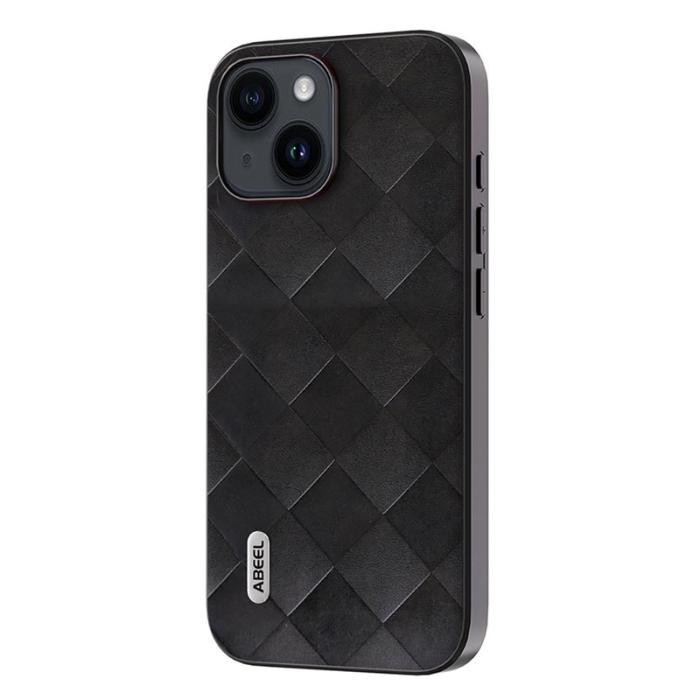 ABEEL - ABEEL iPhone 15 Fodral PU Läder PC+TPU Stötabsorberande Svart