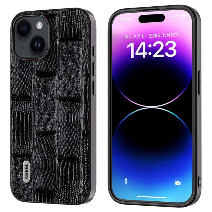 ABEEL - ABEEL iPhone 15 Fodral Shockproof Mahjong Textur Svart