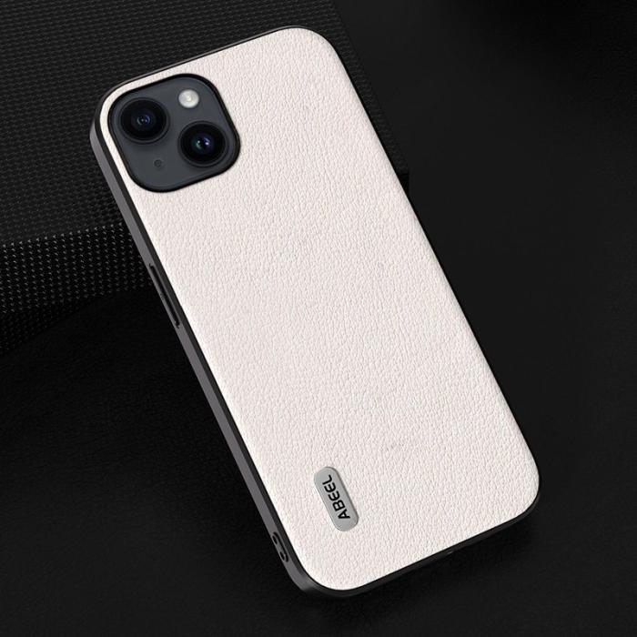 ABEEL - ABEEL iPhone 15 Fodral Stöttåligt Äkta Läder Grå