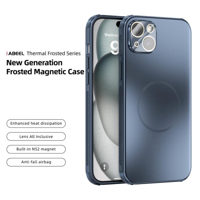 ABEEL - ABEEL iPhone 15 Magnetisk Skal TPU PC Kyl Matte Blå