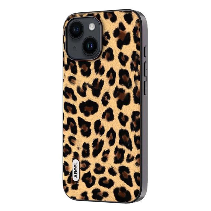 ABEEL - ABEEL iPhone 15 Plus Fodral Leopard Textur Champagne Gold