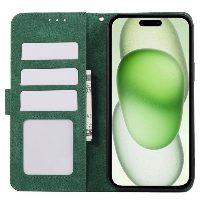 ABEEL - ABEEL iPhone 15 Plus Konstläder Plånboksfodral RFID-Skydd Grön