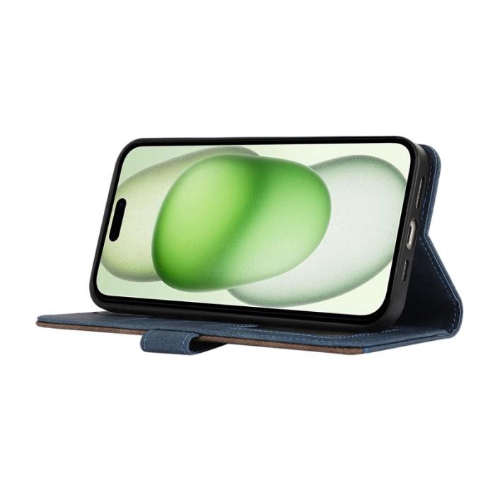 ABEEL - ABEEL iPhone 15 Plus Fodral RFID Blockering Kortfack Blå