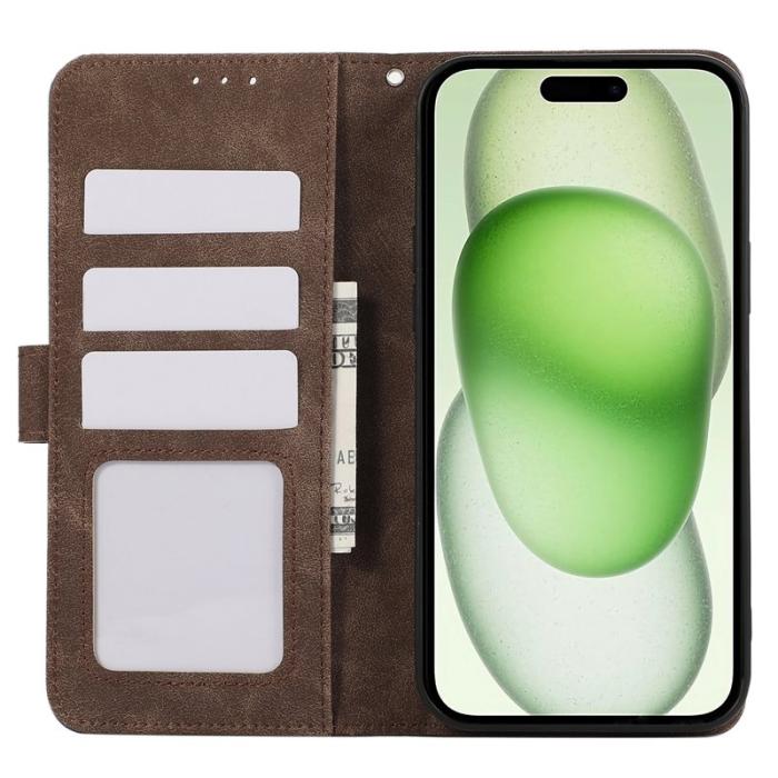 ABEEL - ABEEL iPhone 15 Plus Fodral RFID Skydd Kortfack Brun