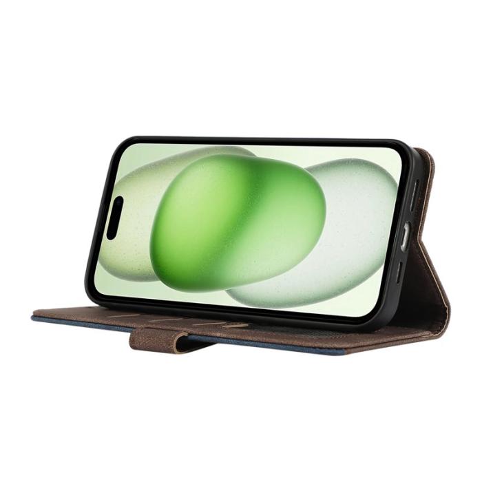 ABEEL - ABEEL iPhone 15 Plus Fodral RFID Skydd Kortfack Brun