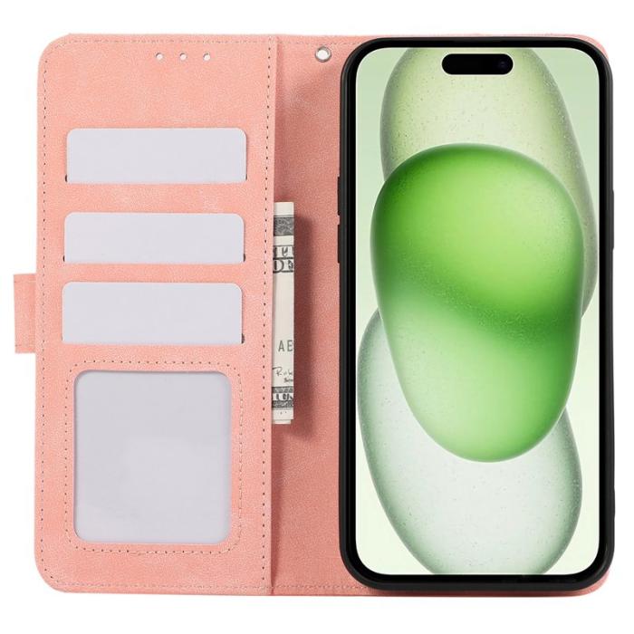 ABEEL - ABEEL iPhone 15 Plus Fodral RFID Skydd Kortfack Rosa
