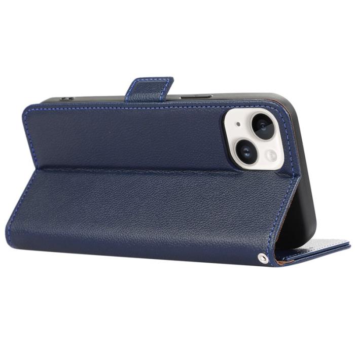 ABEEL - ABEEL iPhone 15 Plus Läderfodral RFID Skydd Blå